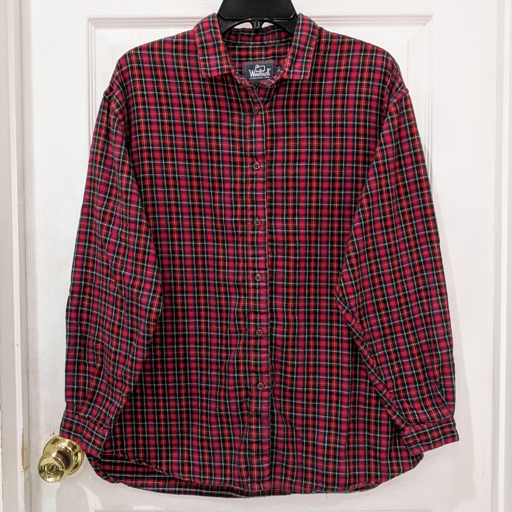 Woolrich Vintage Red Plaid Flannel Long Sleeve L